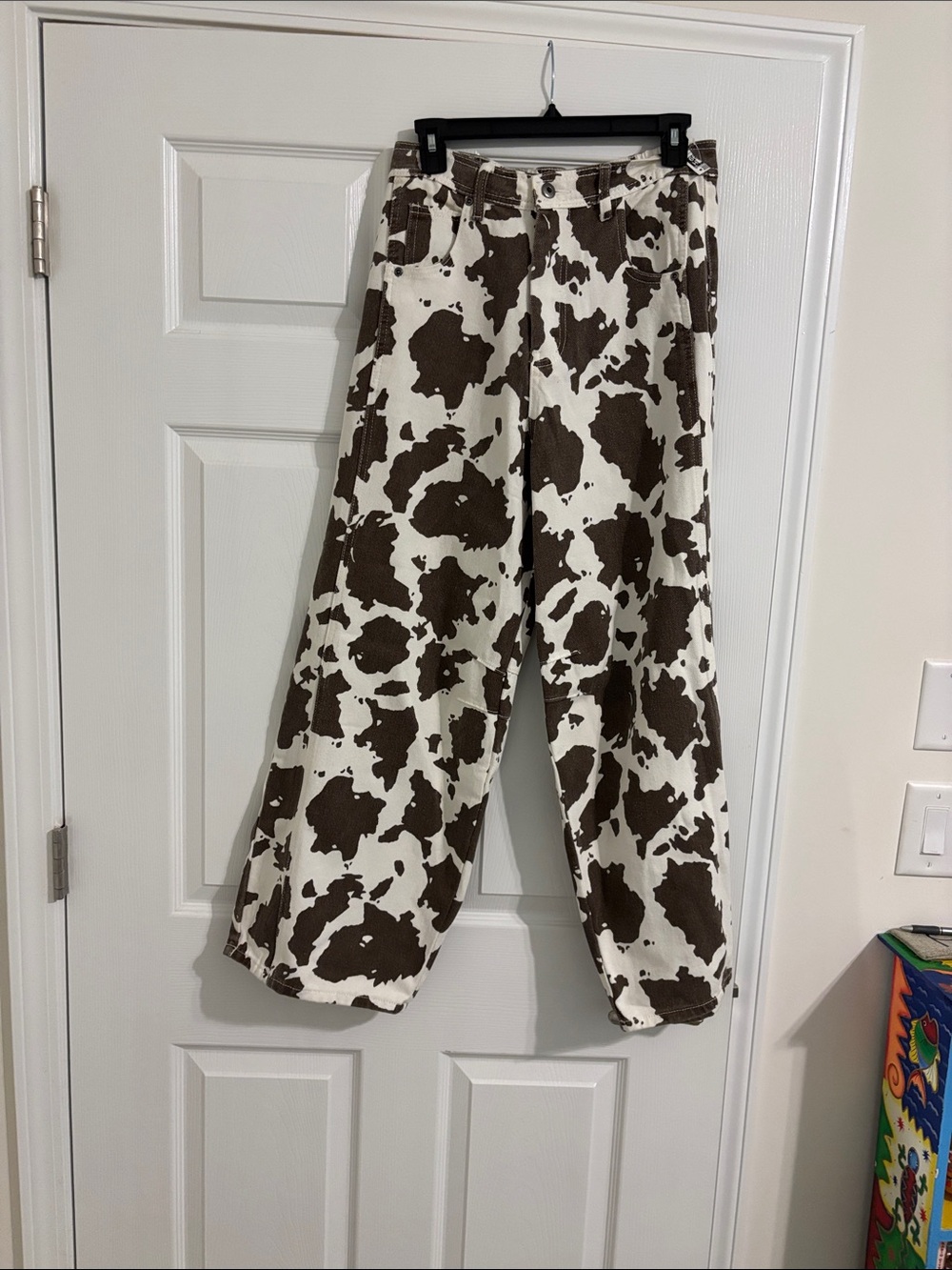 women's cow Print Brown and White Wide-Leg Bottoms